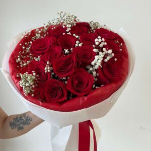 15 Roses with Gypsophila
